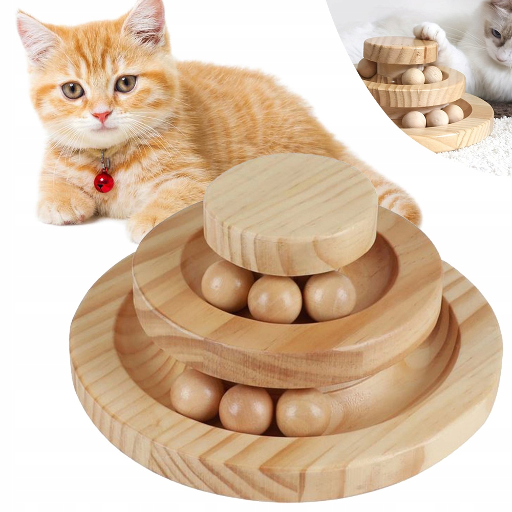 Levně Cat Spinning Wheel Věž pro kočky 3 úrovně Kuličky Hračka