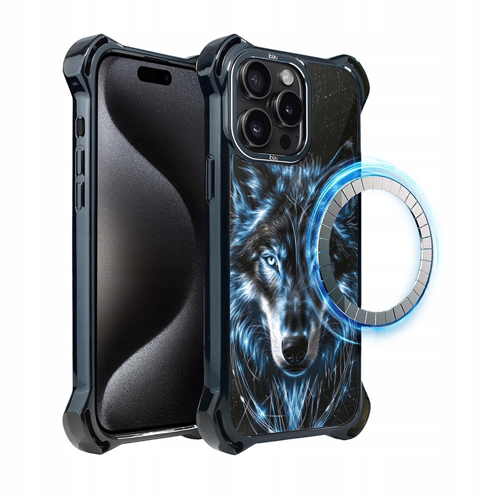 Pouzdro pro iPhone 15 Pro Max Ibizu DropGuard Ultra s MagSafe, Ledový vlk