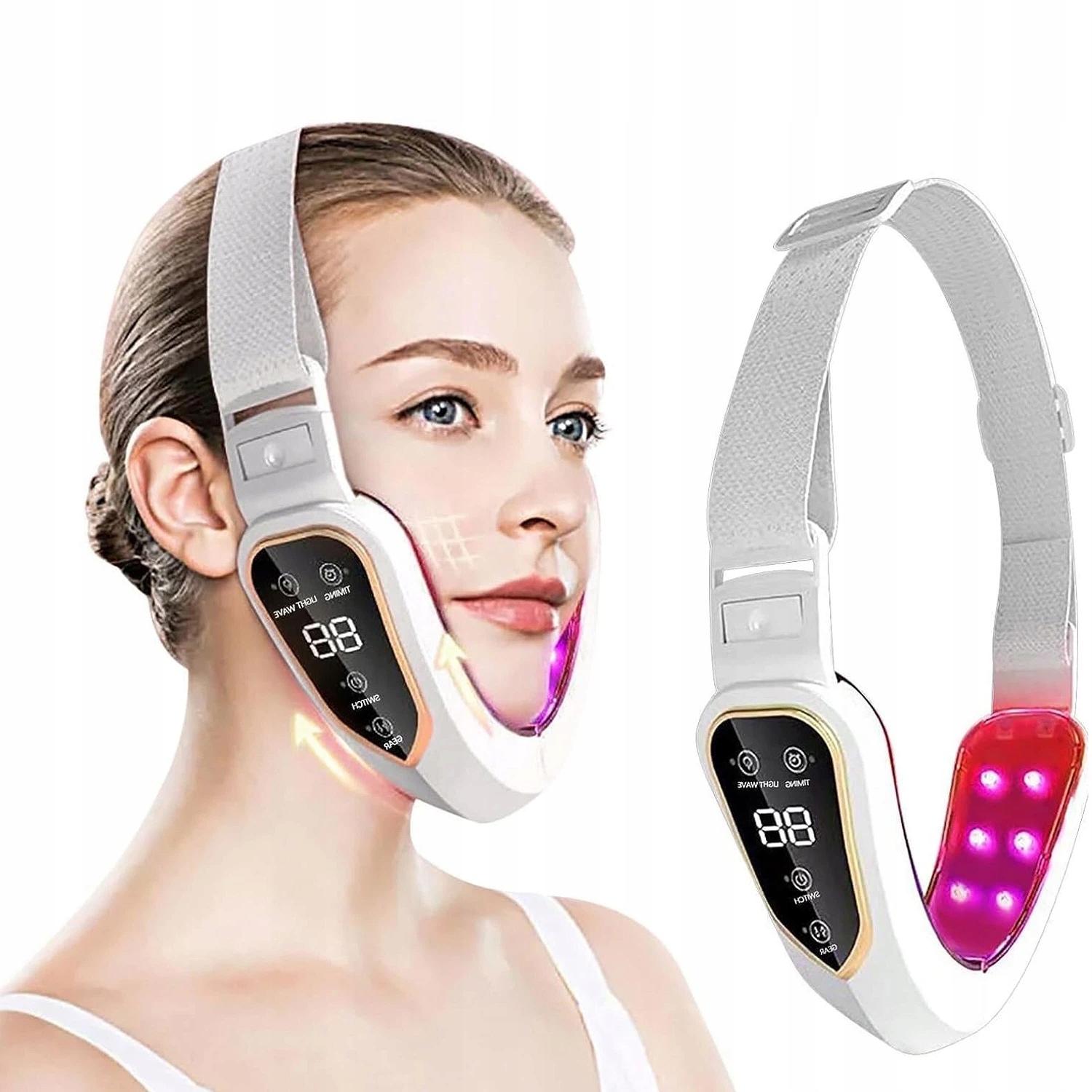 Masażer Twarzy Lifting Podbródka 2W1 Zestaw Terapia Ems Odmłodzenie Efekt