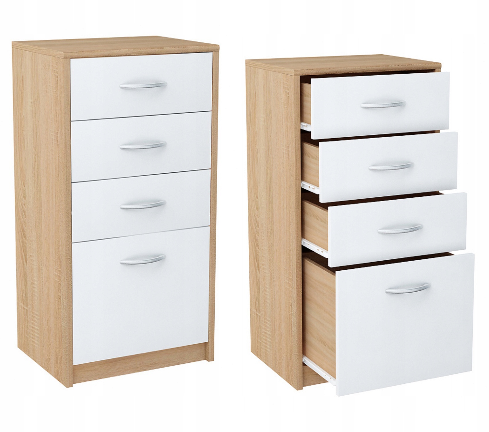 Komoda szafka, słupek z szufladami K026 DĄB SONOMA - BIAŁY