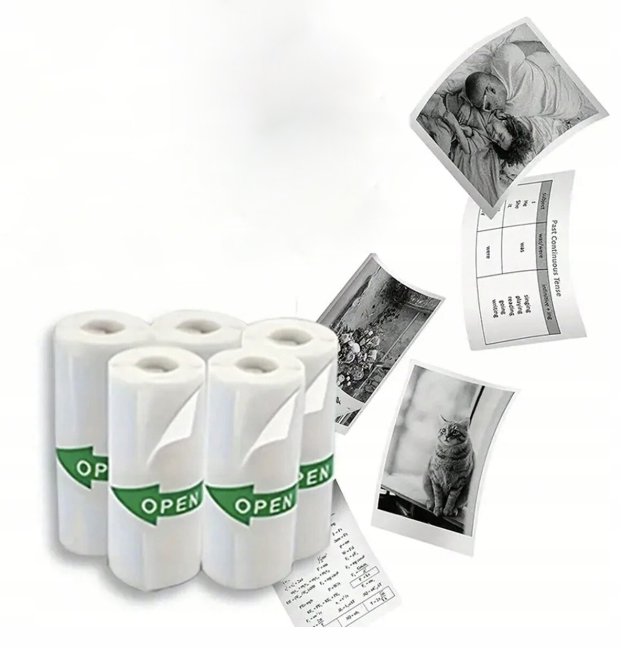 5x PAPIER TERMICZNY TERMOCZUŁY SAMOPRZYLEPNY WKŁADY DO MINI DRUKARKI DRUKUŚ