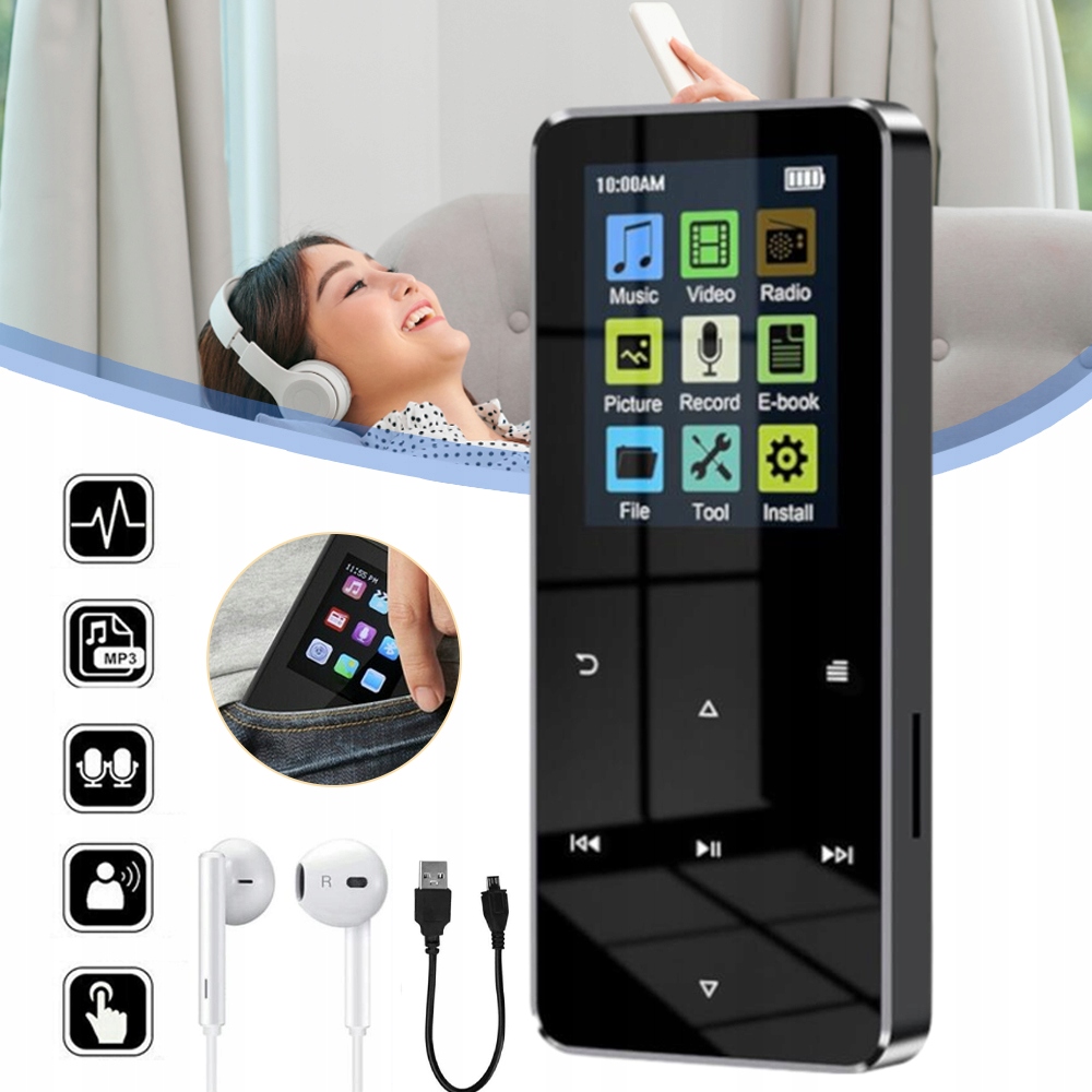 16GB ODTWARZACZ MP3 BLUETOOTH 5.0 ODTWARZACZ MUZYCZNY MP3 PRZENOŚNY MP3