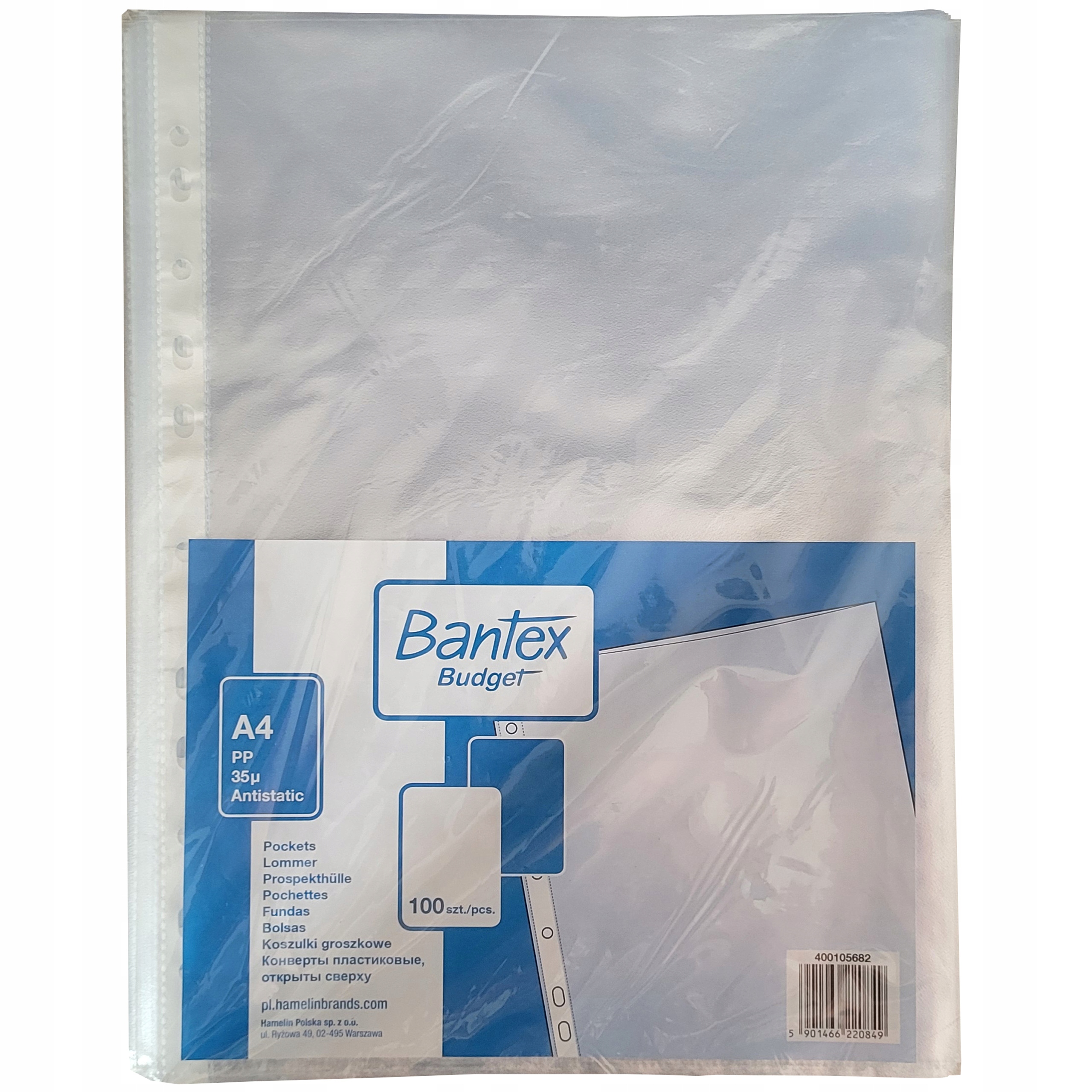 KOSZULKA OBWOLUTA A4 GROSZKOWA BANTEX BUDGET 35 MIC. 100 SZTUK