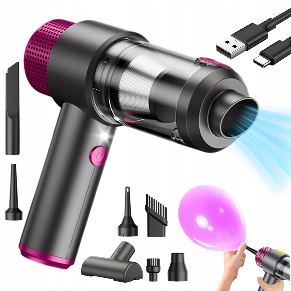 Odkurzacz Mini Do Klawiatury Samochodu Sofy Dywanu 7 Końcówek 4 Tryby Pracy