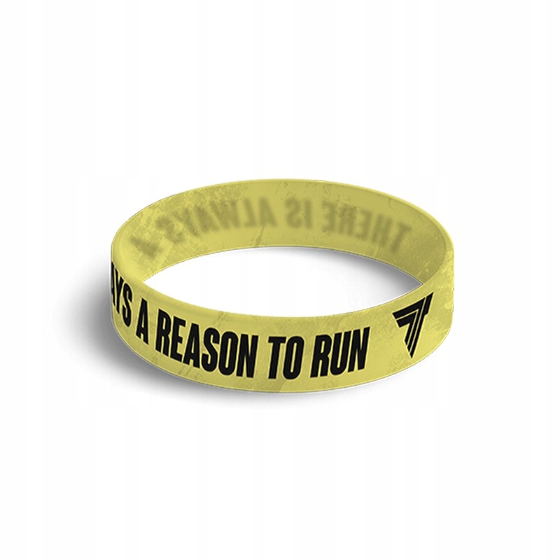 TREC OPASKA SILIKONOWA BRANSOLETKA BRANSOLETA NAPIS REASON TO RUN ŻÓŁTA