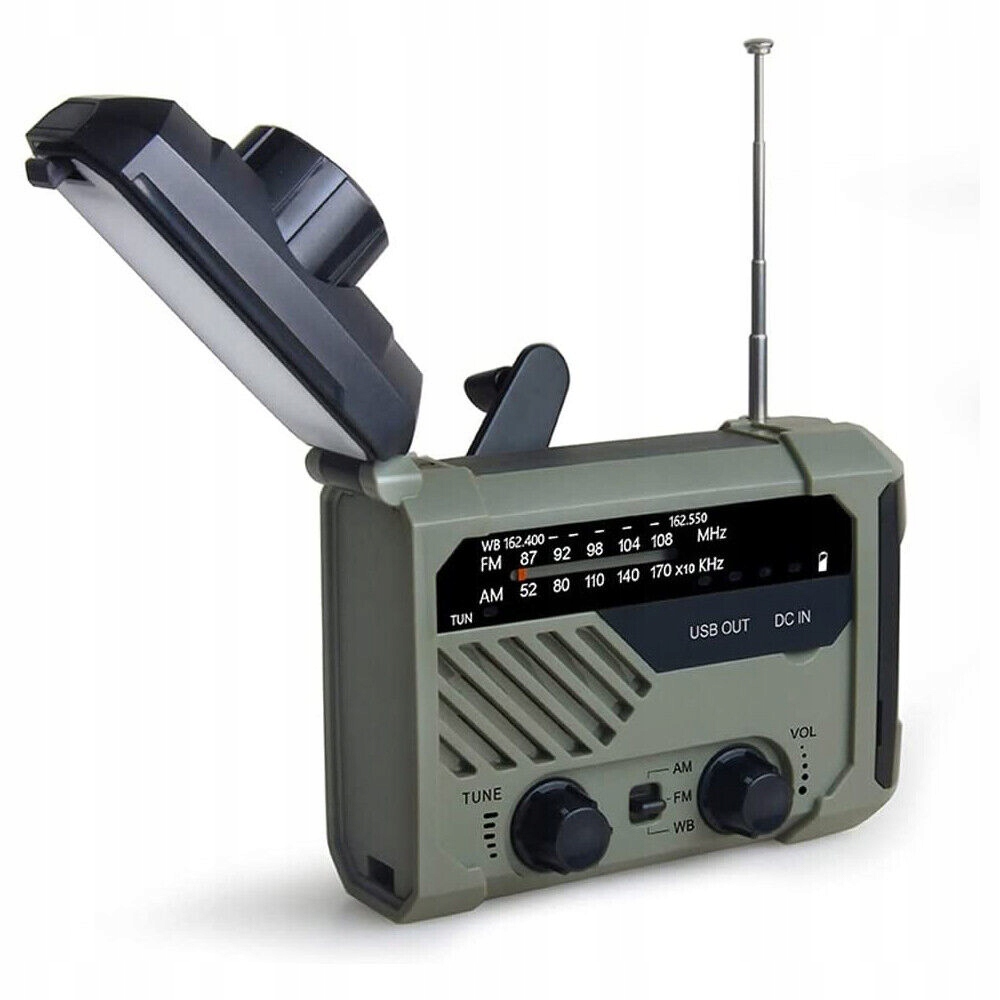 AWARYJNE RADIO SOLARNE PRZENOŚNE RADIO Z KORBĄ RADIO SOLARNE AM/FM 2000MAH Radio FM AM