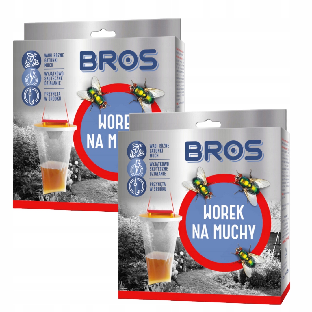 Bros Pułapka Na Muchy Worek Łapka Przynęta Wabik Skuteczny 2szt.