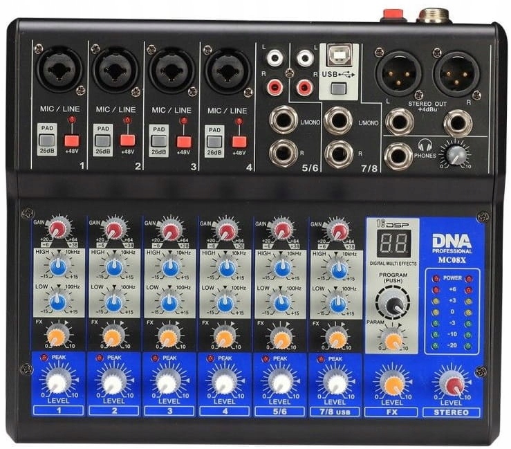 DNA MC08X mikser audio interfejs analogowy 8 kanałów
