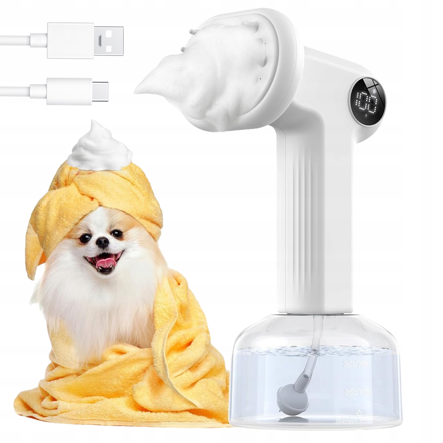 Levně 300 ML Kartáč Na Mytí Srsti Pro Psa Kočku S Dávkovačem Pěny