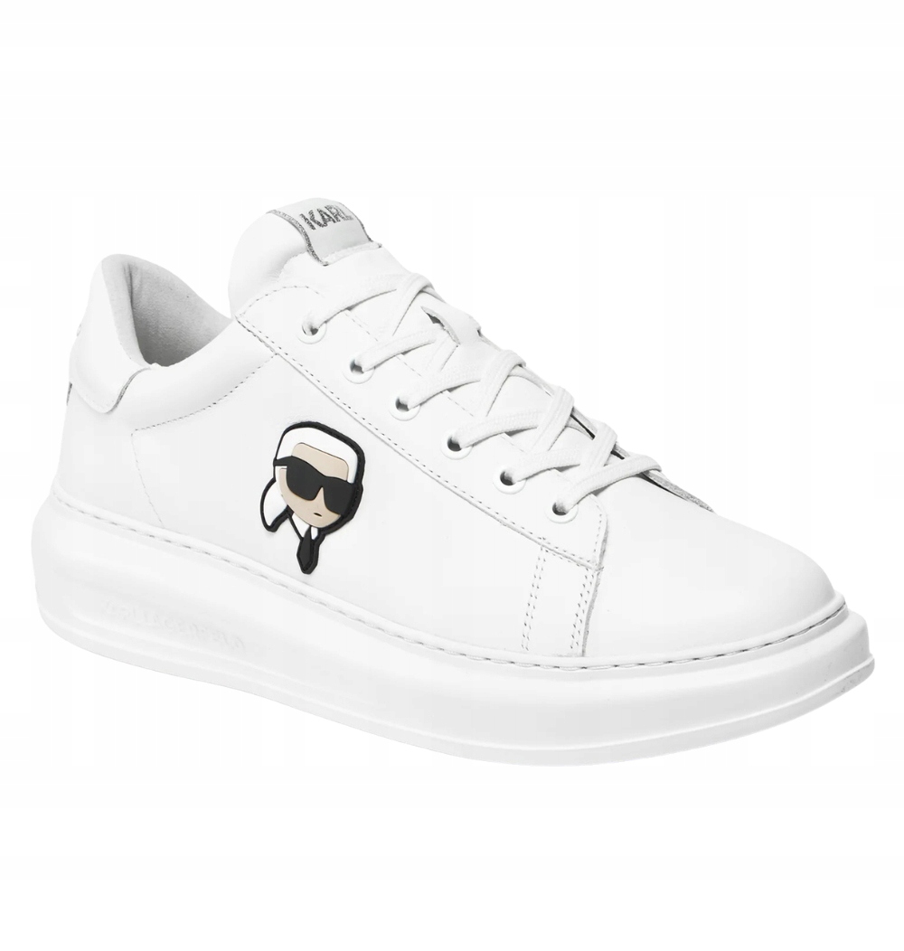 Karl Lagerfeld Bílé pánské kožené tenisky Kapri 46