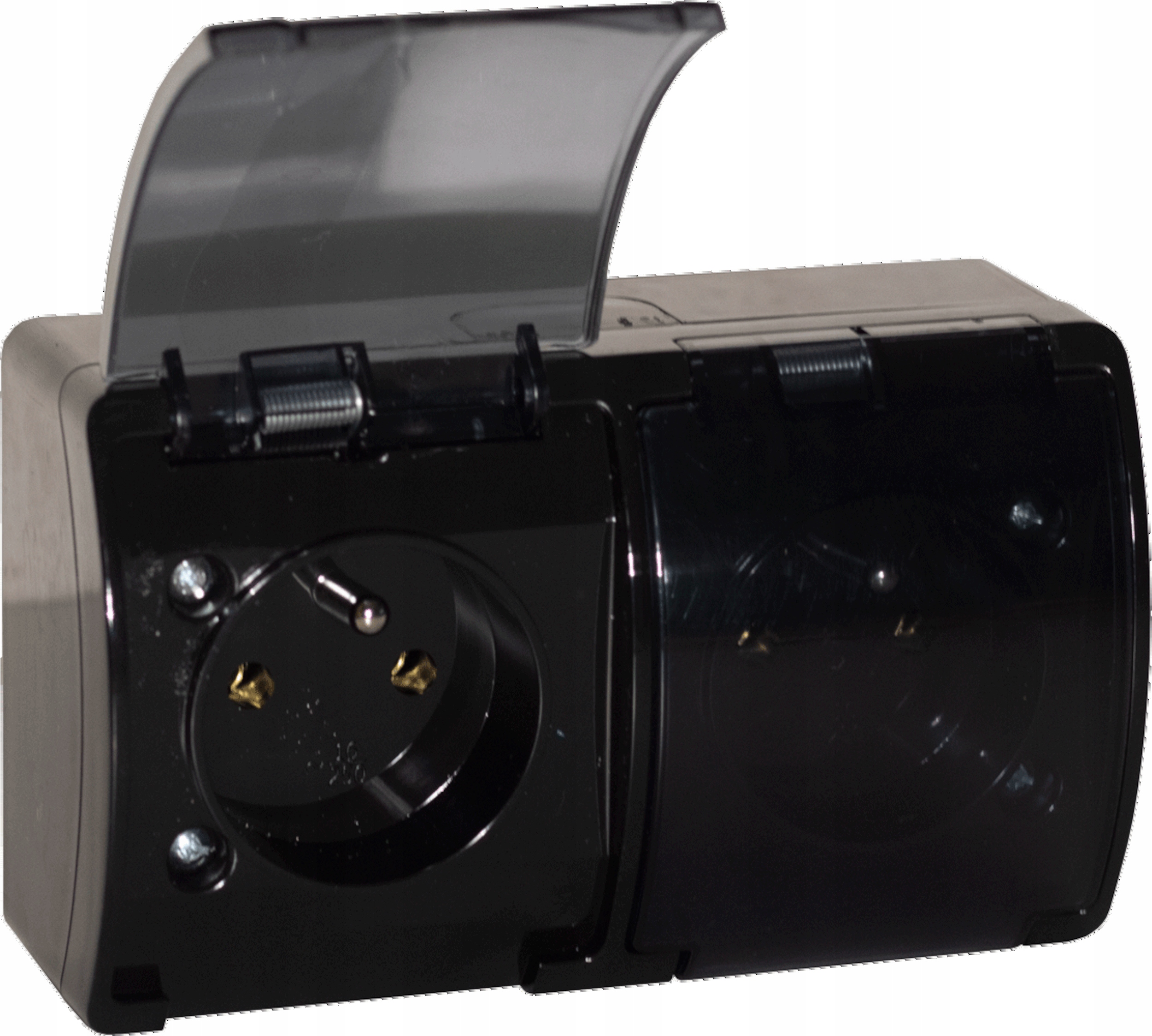 

Podwójne gniazdko elektryczne n/t IP44 250V czarne