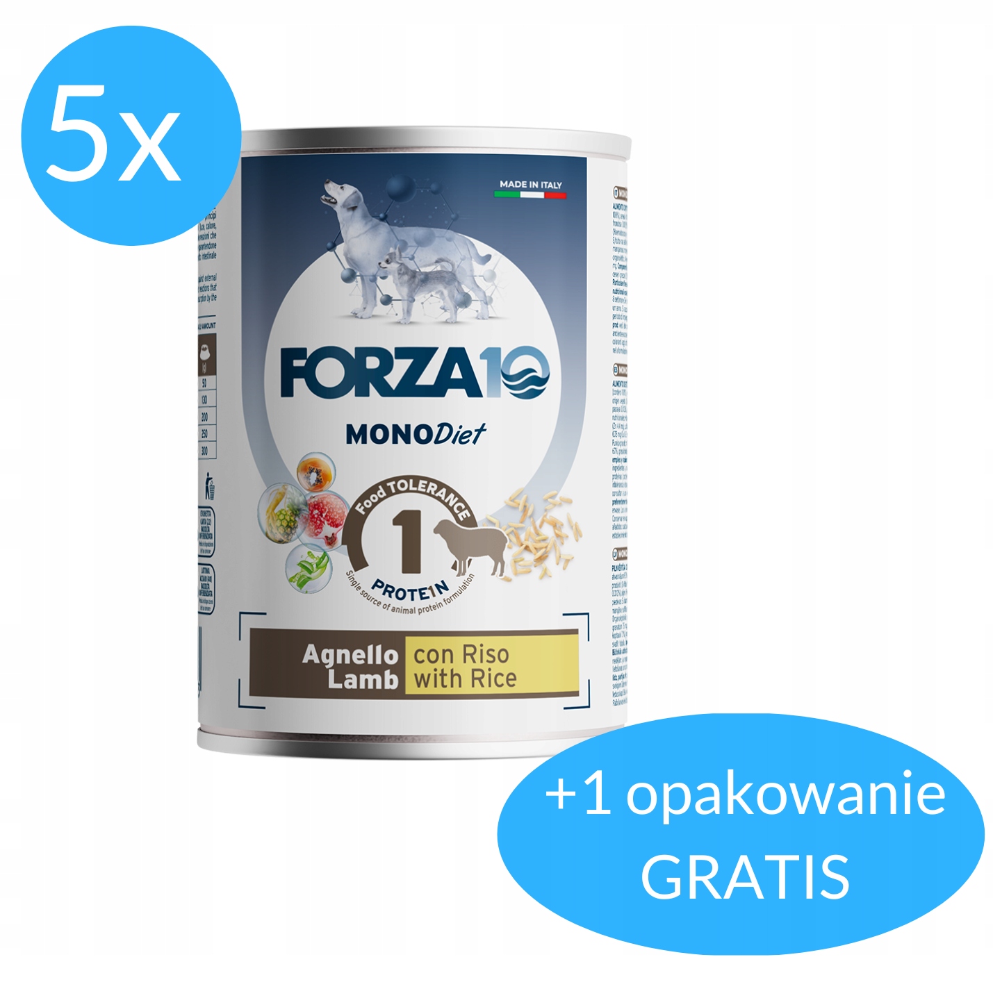 Forza10 MonoDiet pro psa jehněčí s rýží 5x400 g 400 g Bonus