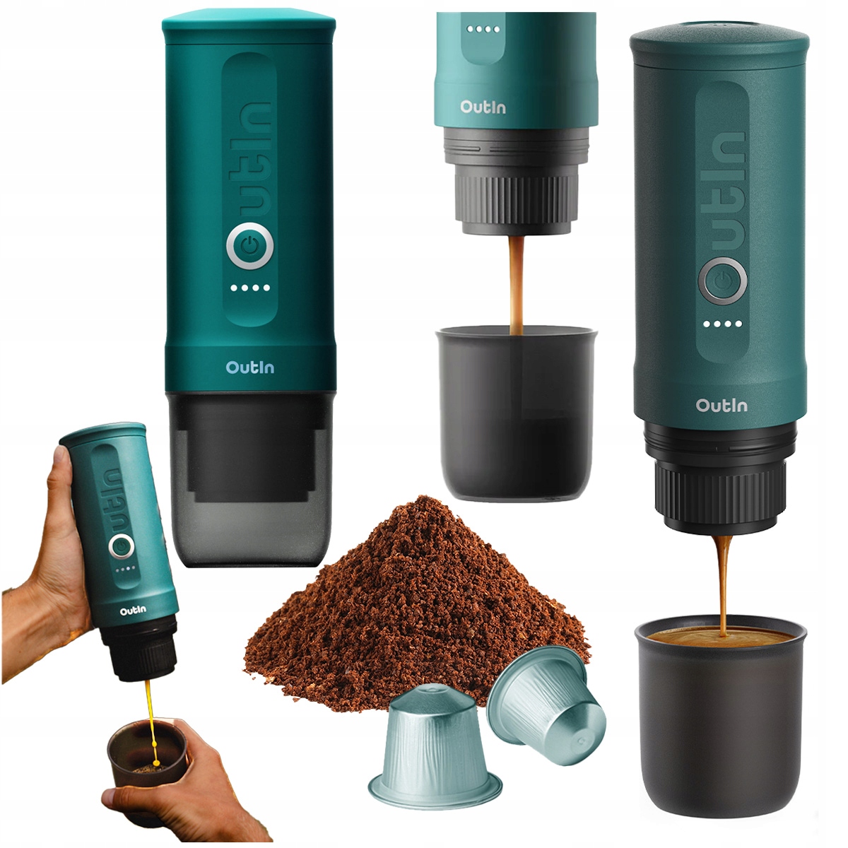 Ekspres do kawy mielonej kapsułek 20 bar Outin Nano Ciśnieniowy Przenośny