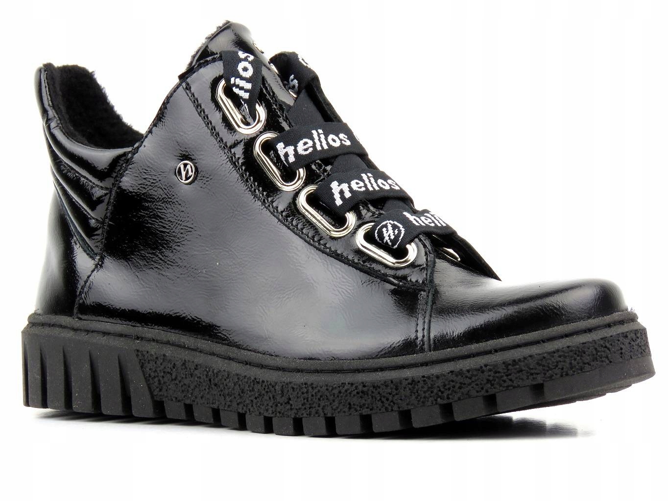 

Botki Damskie Helios 513 Modne Czarne Buty Lakier