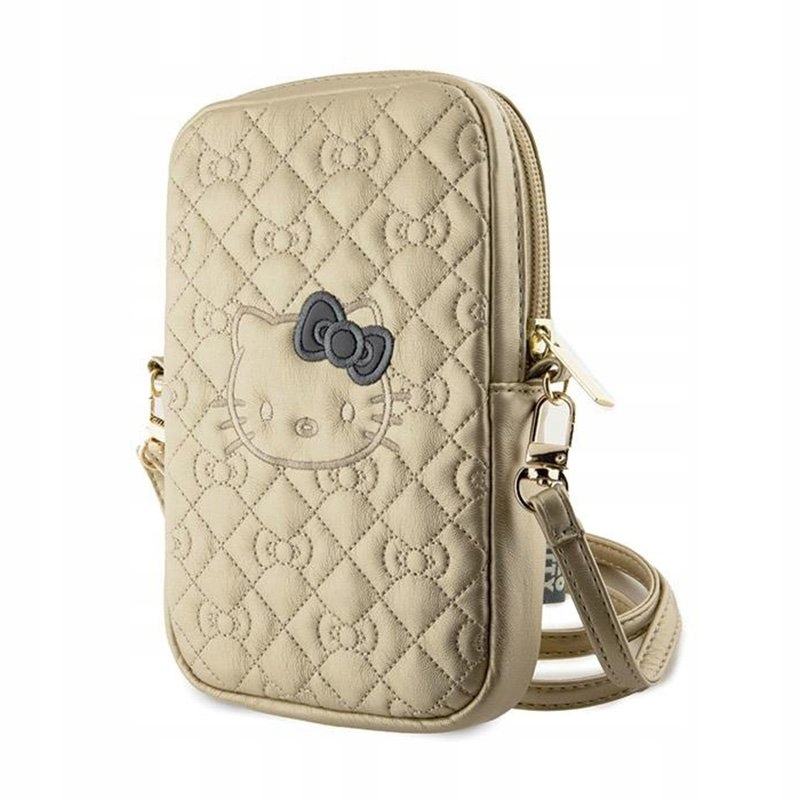 Hello Kitty Quilted Bows Strap crossbody kabelka na telefon (zlatá)