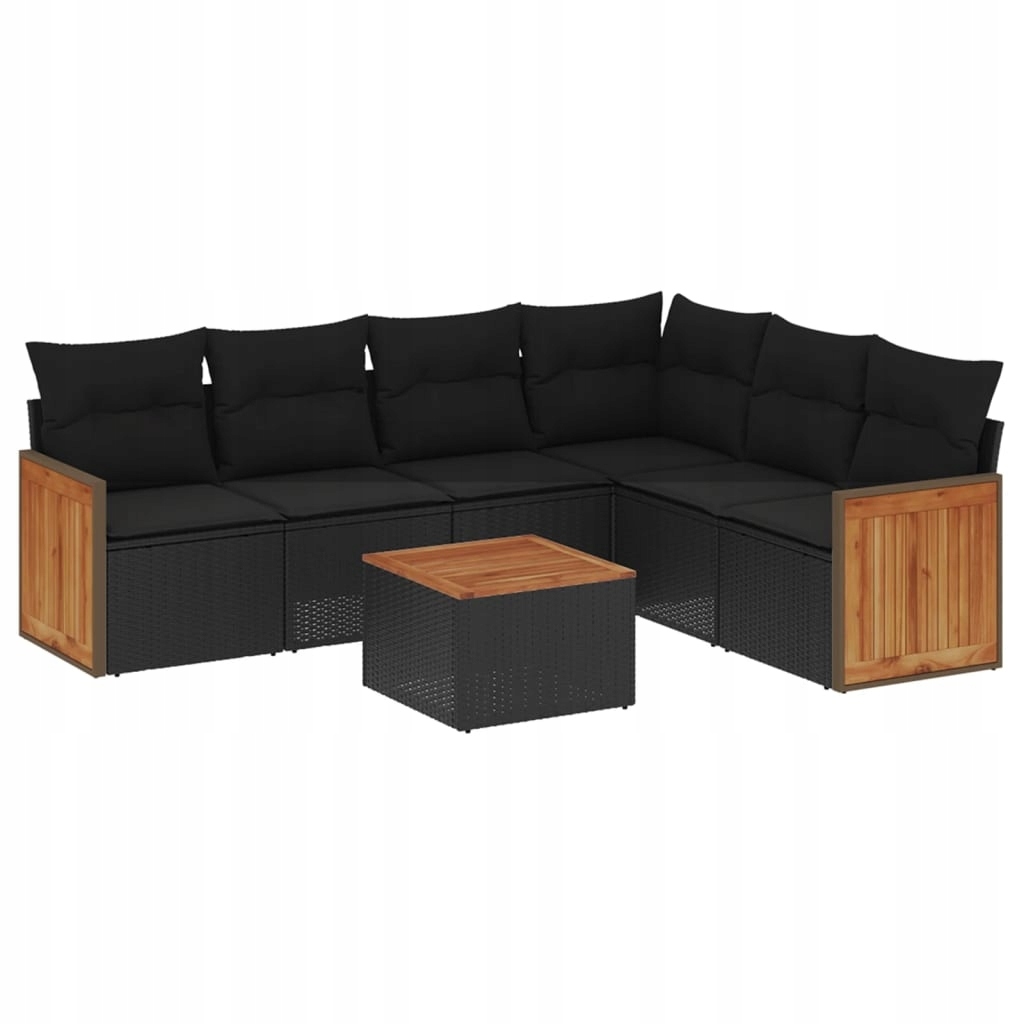 Set zahradního nábytku plast vidaXL černý 7 el.