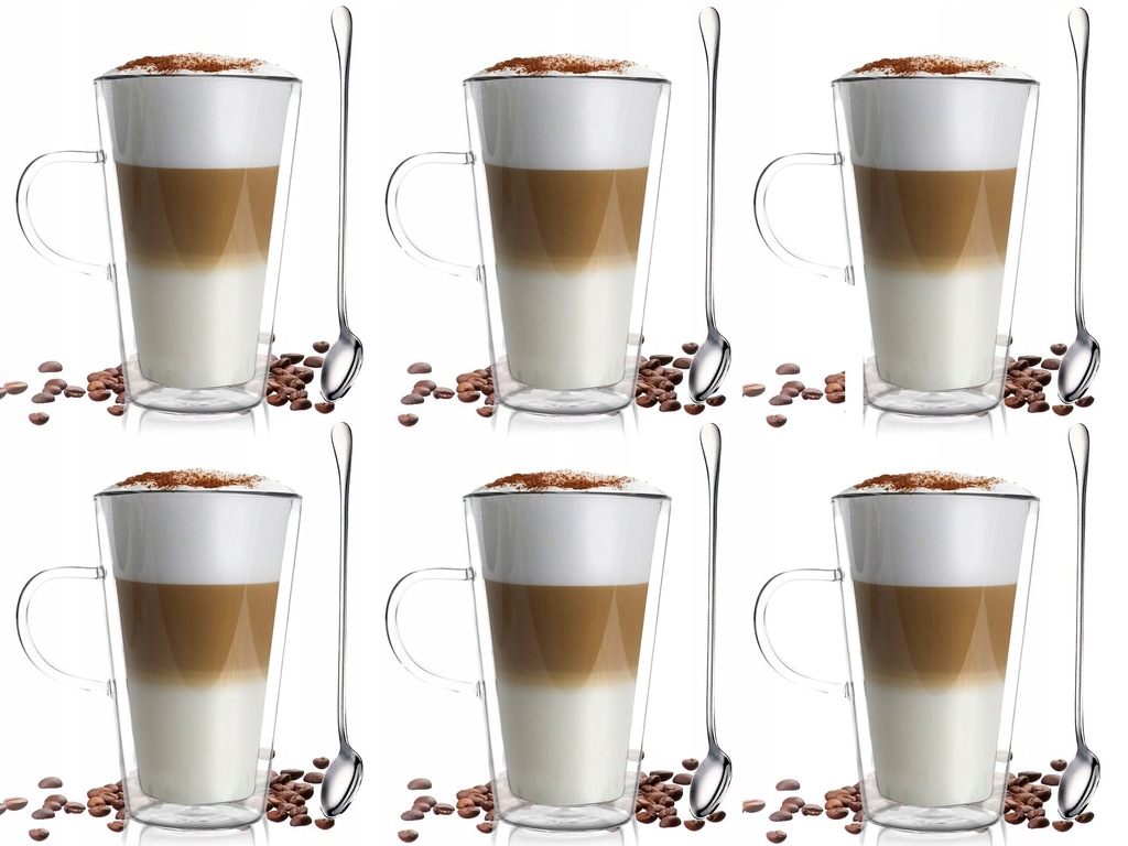 

Szklanki Termiczne Kawy Latte Z Łyżeczkami 6 Sztuk