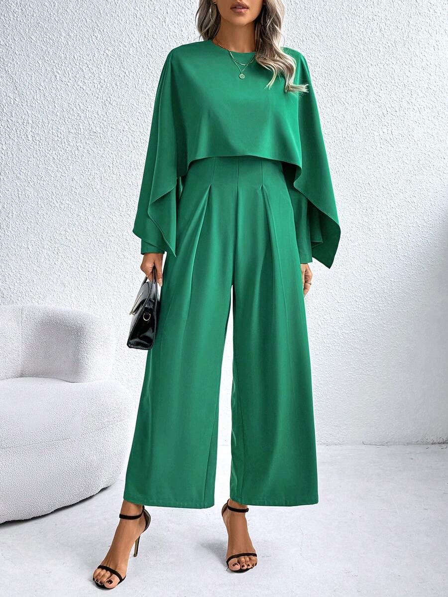 Shein Zelený Elegantní Overal S Širokými Nohavicemi, Velikost 40/42 1
