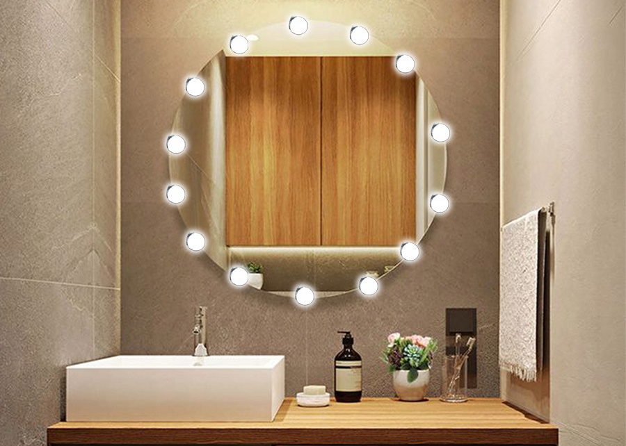 LAMPKI ŚWIATEŁKA LED NA LUSTRO DO TOALETKI MAKIJAŻ Zasilanie sieciowe