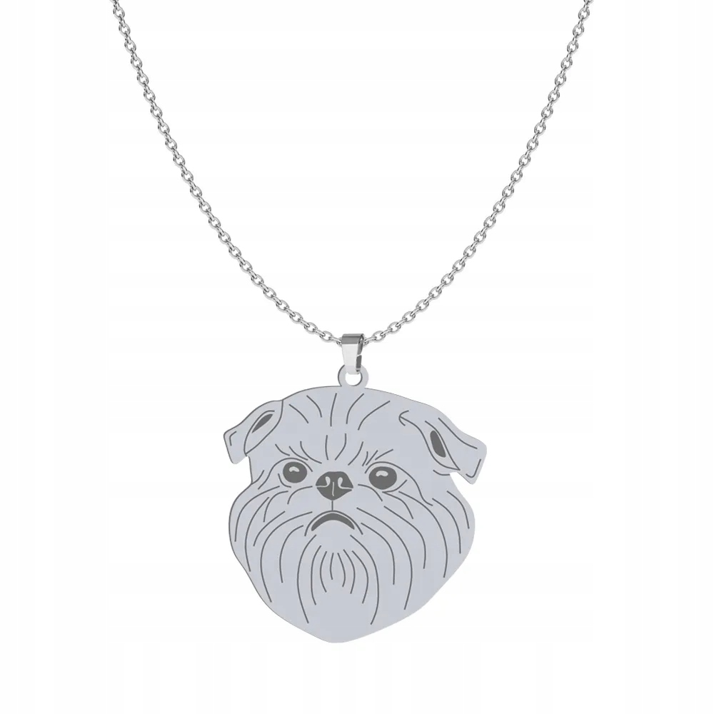 Stříbrný náhrdelník s belgickým psem Gryfonikem 925 Gravírování Dedikace Bonus