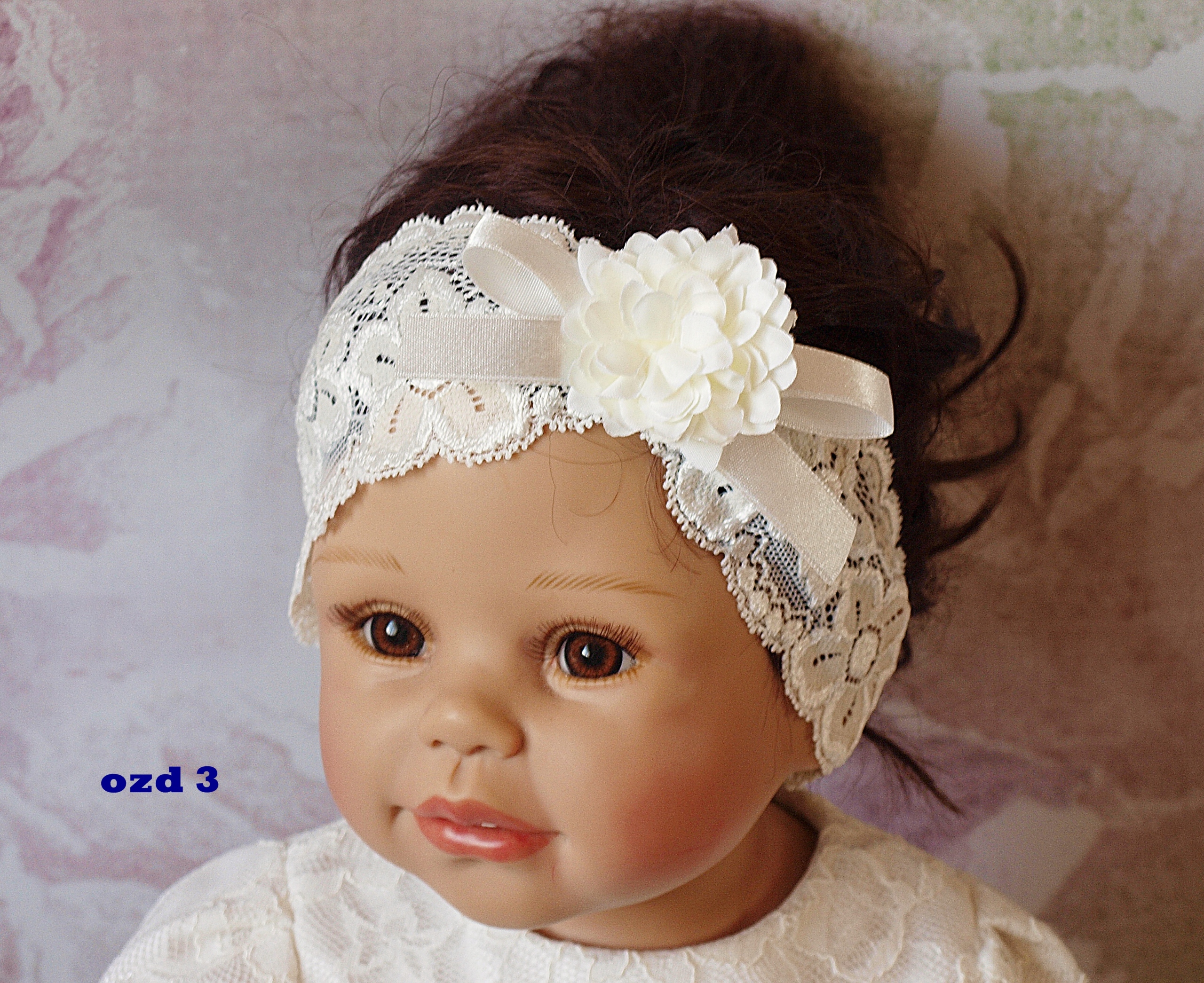 ŚLICZNA OPASECZKA NA CHRZEST Z KORONKI ECRU 62 Odcień ecru