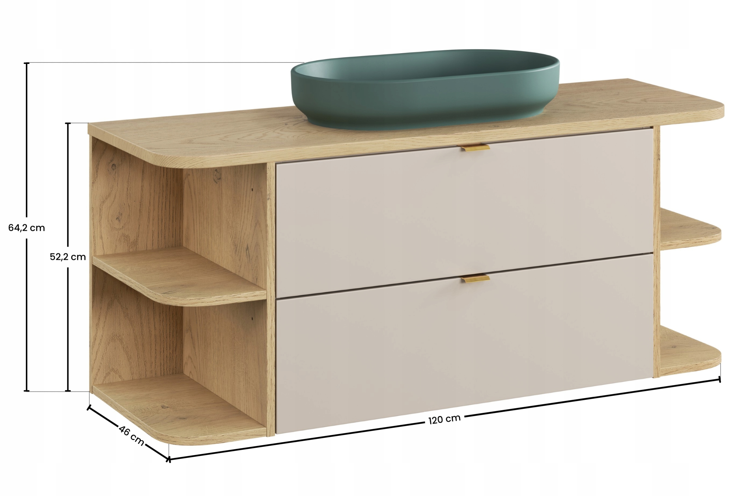 Nábytková sestava 120 cm s deskou a umyvadlem na desku River