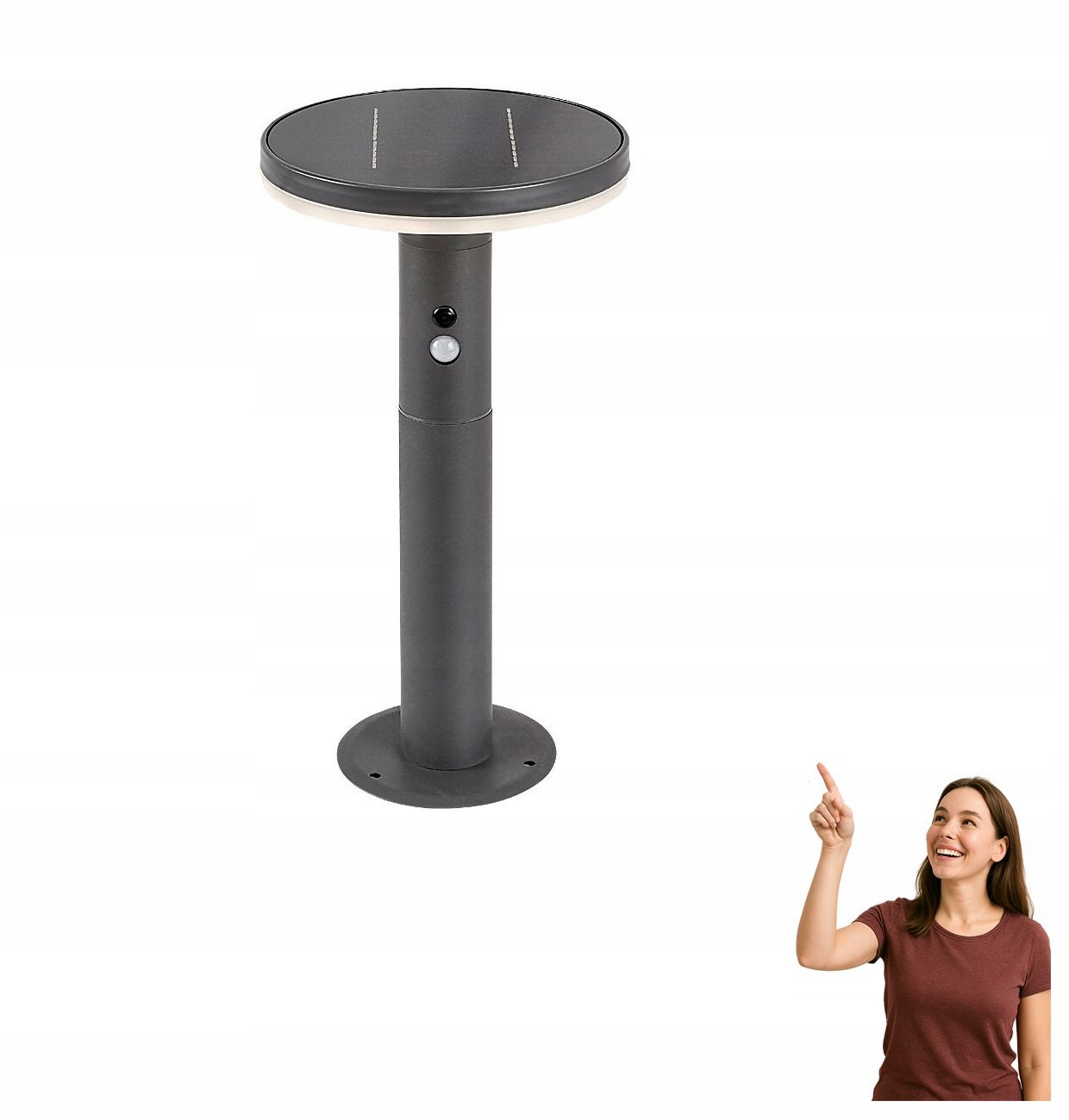 Venkovní lampa zahradní sloupek Led 10W solární s čidlem Alaska 77018