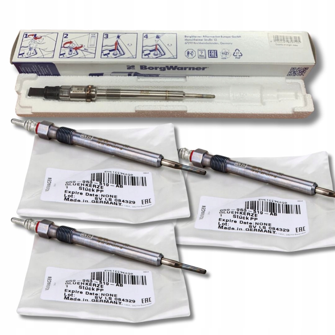 ŚWIECA ŻAROWA VAG Z CZUJNIKIEM Beru PSG007 + 3x OE VW 059963319AB kpl.