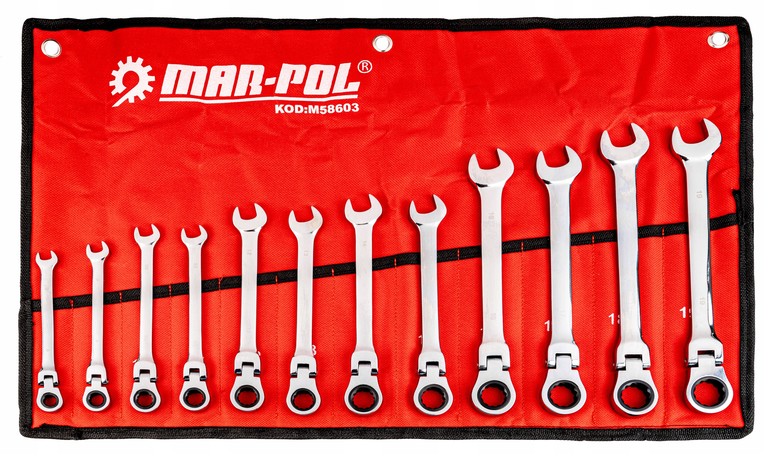 KLUCZE PLASKO OCZKOWE Z GRZECHOTKA LAMANE 8 19 12E Producent code ZESTAW KLUCZY NASADOWYCH