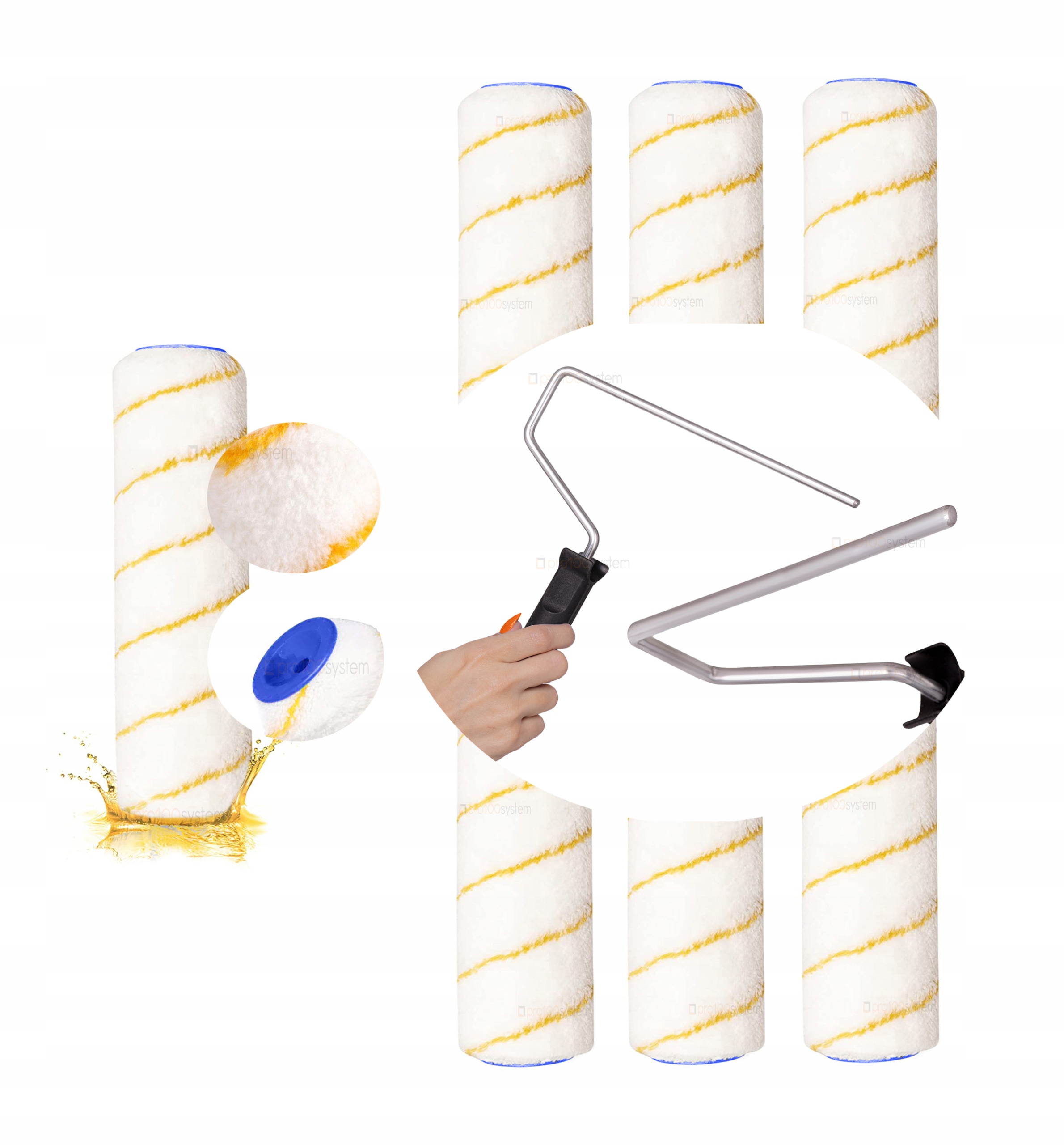 

6szt Wałek Malarski Girpaint 25cm Złota Nić+rączka