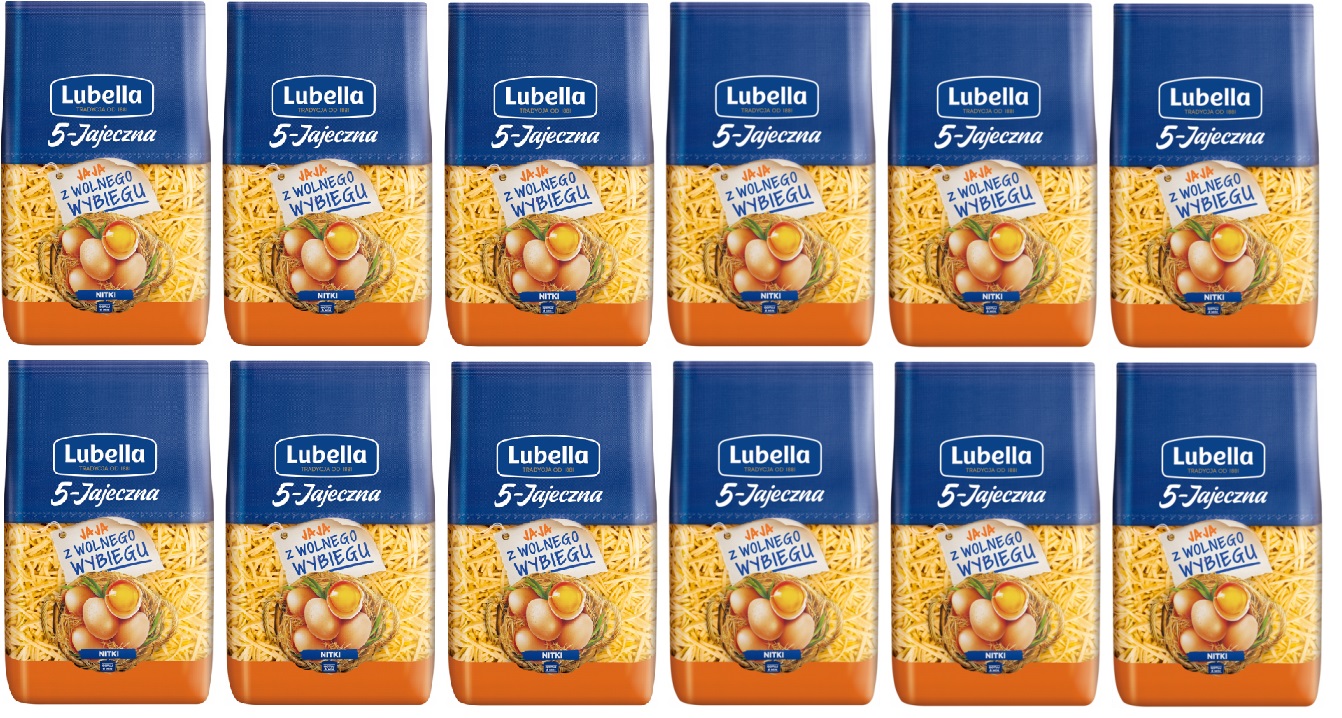 Levně 12 x 400 g Lubella Vajíčková 5 vajec Těstoviny nudličky Karton
