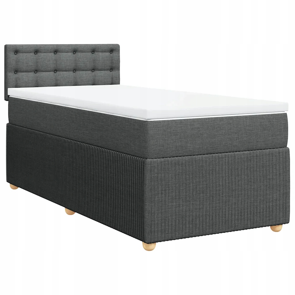 Kontinentální postel tmavě šedá 200 x 80 x 100,5 cm s matrací a topperem