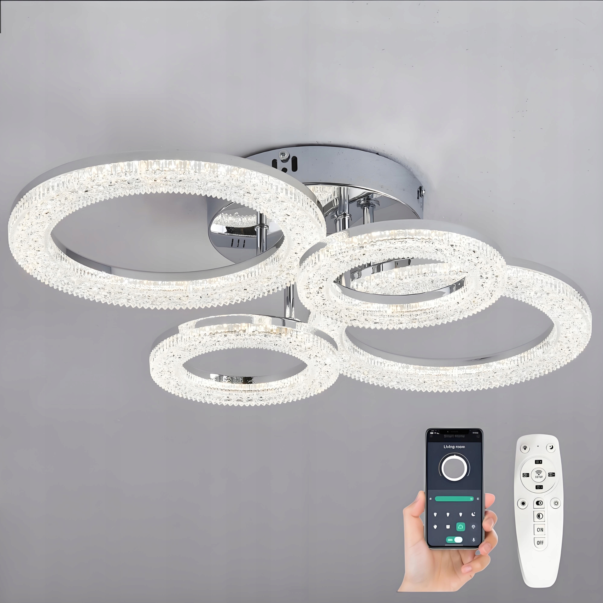 Stropní Svítidlo Křišťálová Glamour Závěsný Lustr Stropní Svítidlo Led Dálkový Ovladač