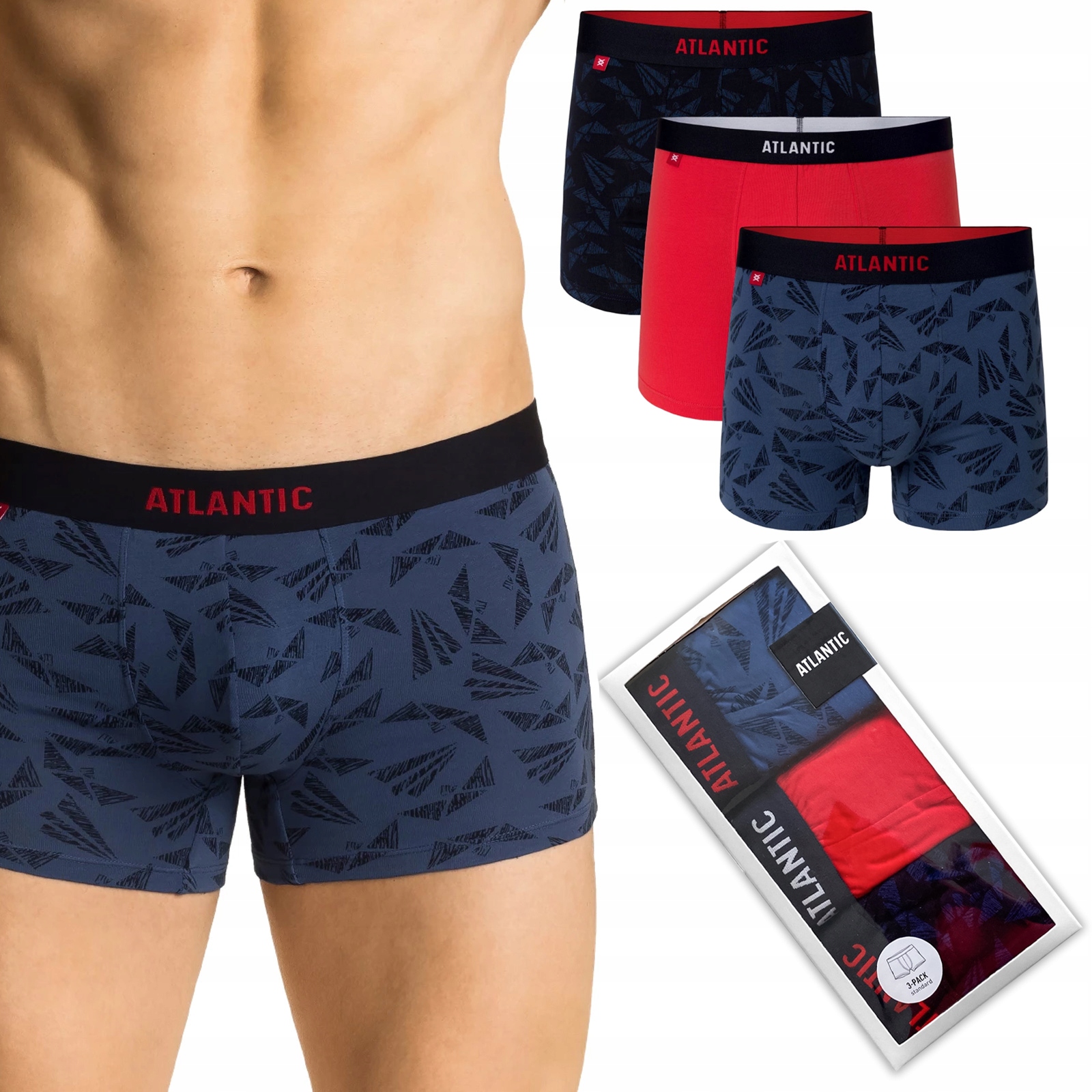 

Bokserki męskie 3 Pary szorty Atlantic 3MH-040 XXL