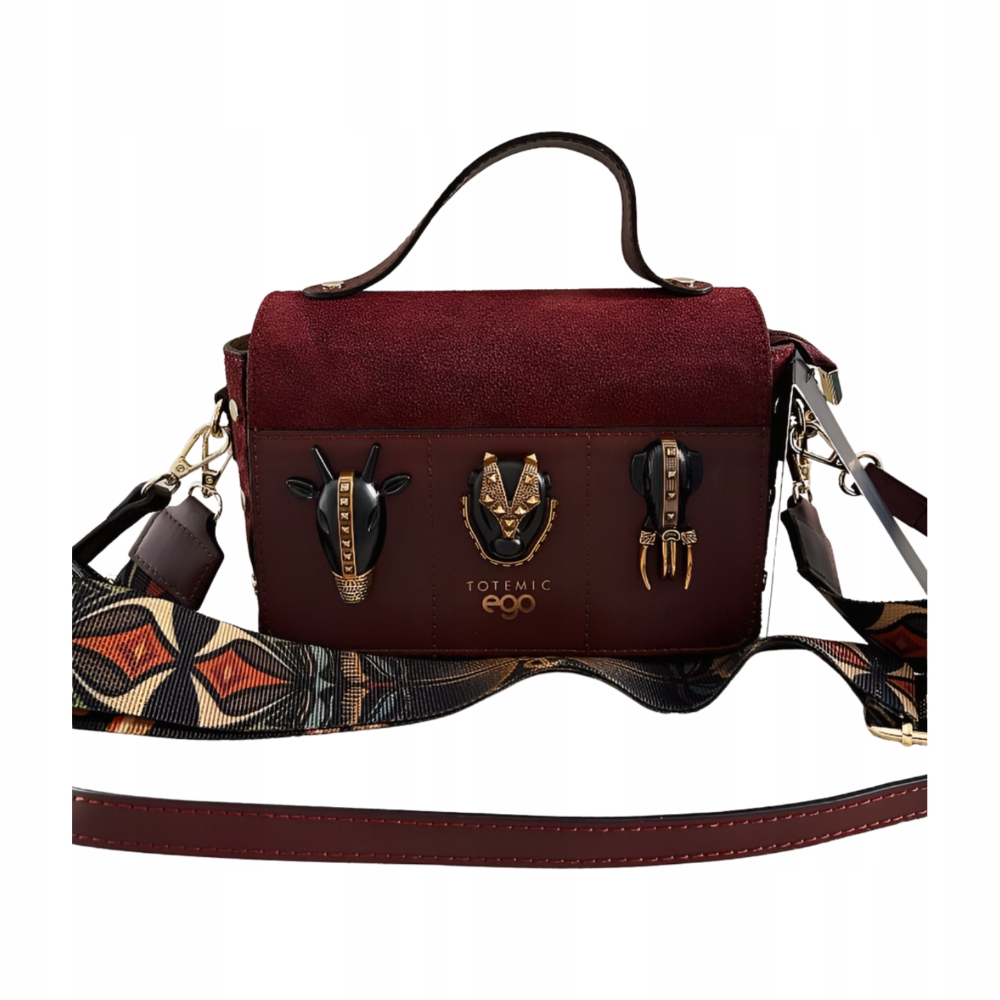 Ego kabelka přes rameno kufřík semišová bordó animals