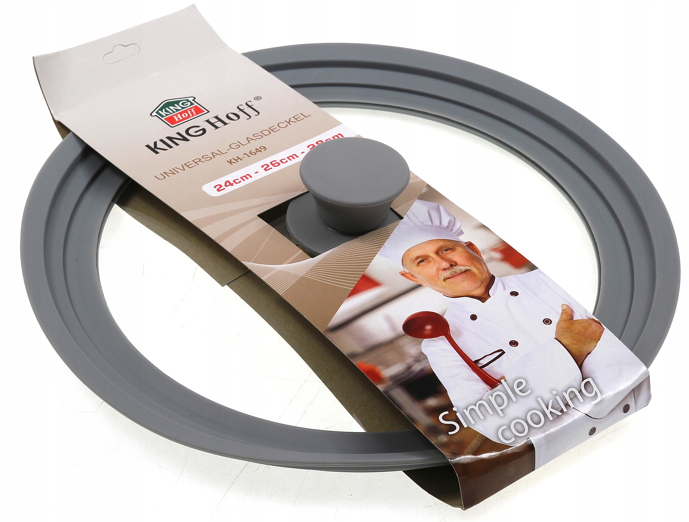 Uniwersalna Szklana pokrywka 24/26/28cm Silikon King Hoff-Zdjęcie-0