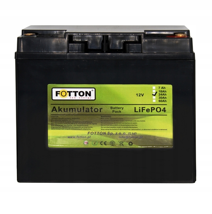 Nabíjecí Baterie LIFEPO4 24Ah 12V Bms Fotton lithium-iontový (Li-Ion)