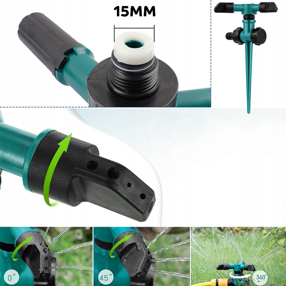 ZRASZACZ OGRODOWY PULSACYJNY REGULOWANY WBIJANY DO WĘŻA OGRODU 360° Marka bez marki