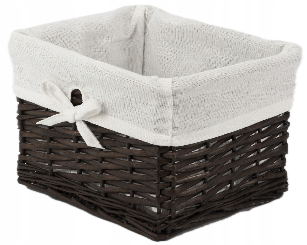 Koszyk wiklinowy czarny z wyściółką białą 11 L