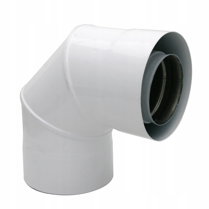 Dvoustěnné koleno bílé Turbo komín fi 80/125 90st