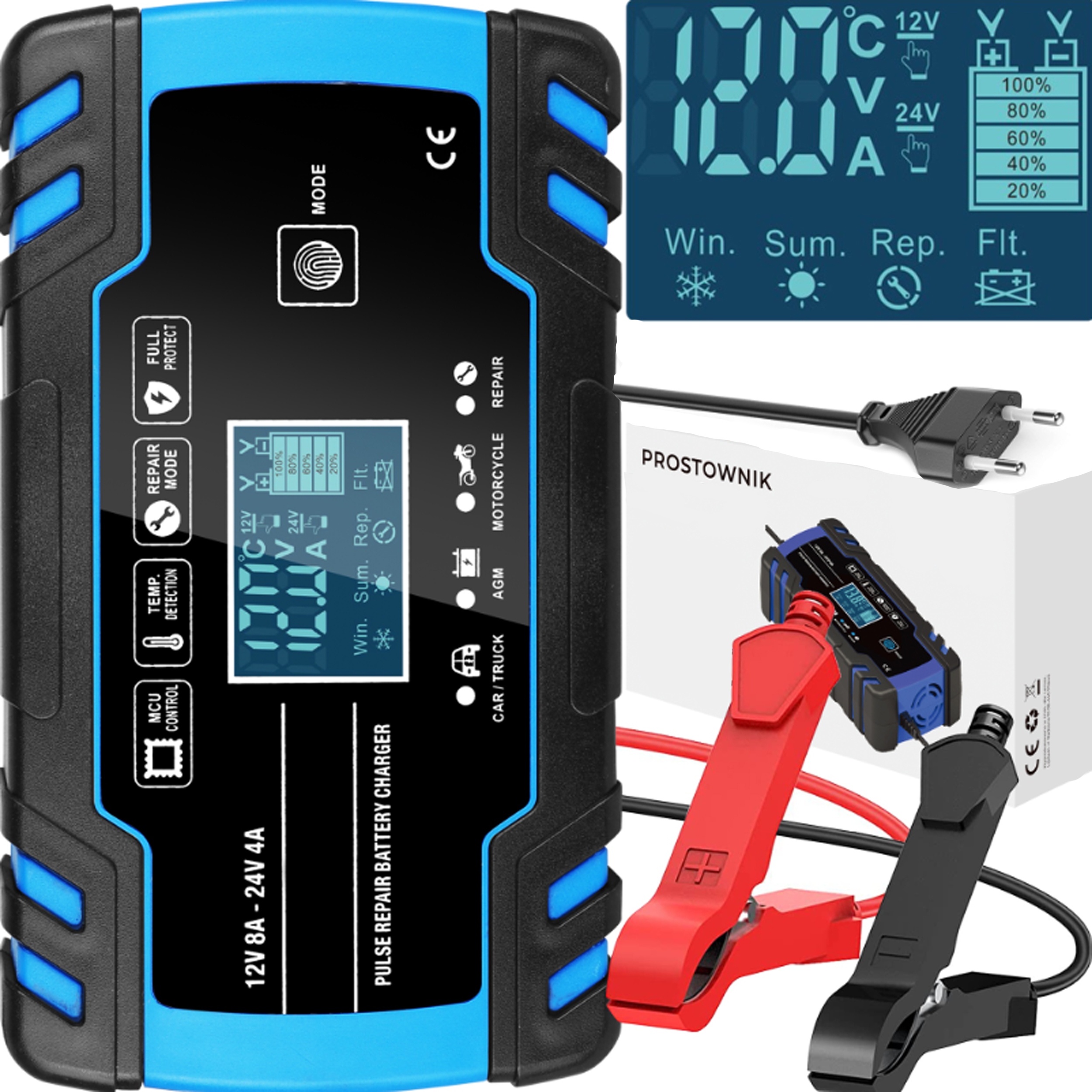 Výkonný Automatický Nabíječ Baterií Do Auta S Funkcí Opravy