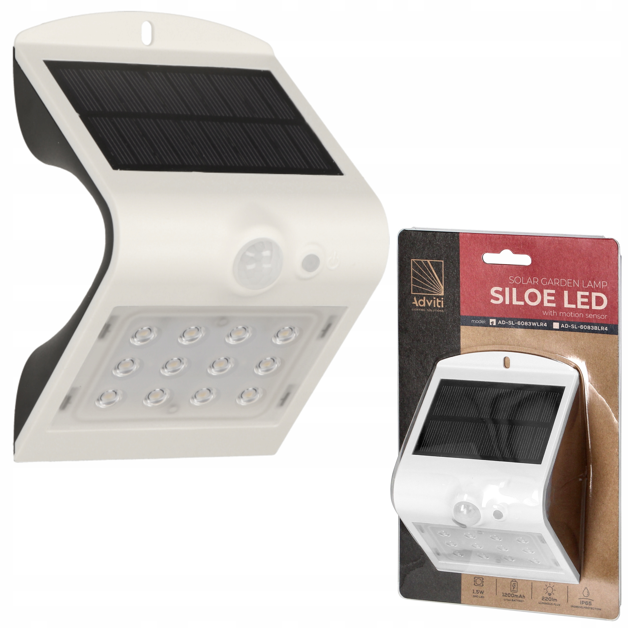 Solární lampa Siloe Led 1,5W, 220lm, IP65,4000K, bílá