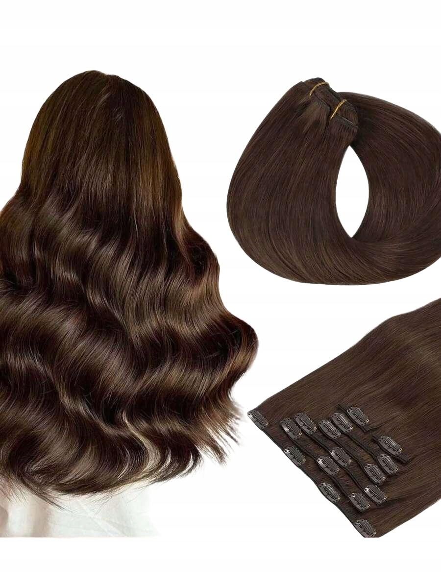 Shein hnědé přírodní připínací vlasy S07 eki 40CM
