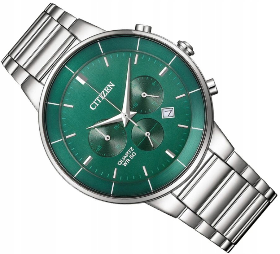 Pánské Hodinky Citizen AN8220-52X Elegantní Zelené Chrono S Datem Ø42 mm