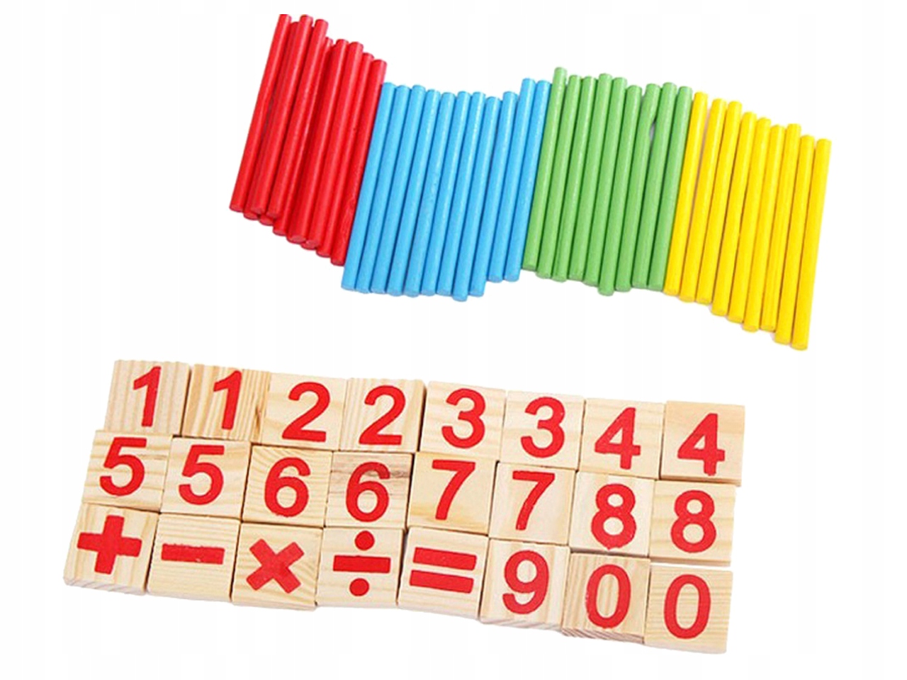 PATYCZKI do Nauki Liczenia Drewniane LICZYDŁO Cyferki + Znaki Matematyczne Wiek dziecka 3 lata +