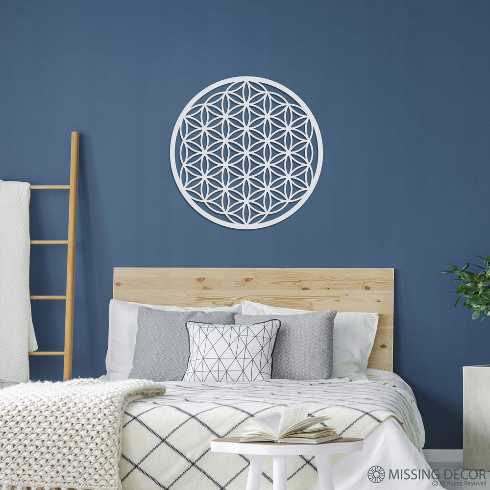 Drewniany Panel Ażurowy KWIAT ŻYCIA 80cm Format poziomy