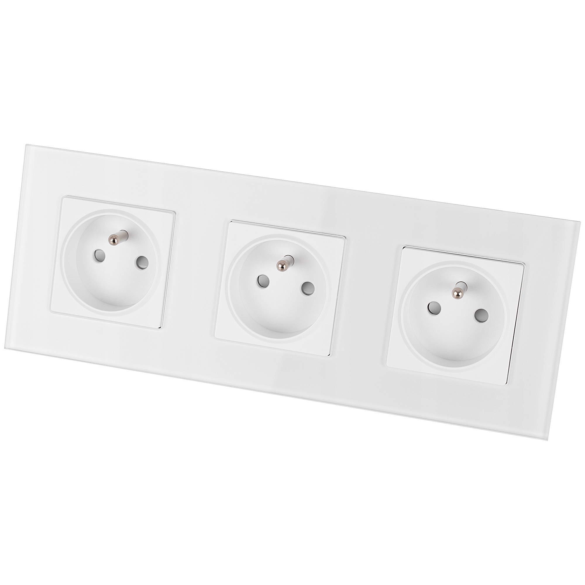 Gniazdko Potrójne Szklane Białe Zestaw Ramka Potrójna i 3 x Gniazdko Miuun