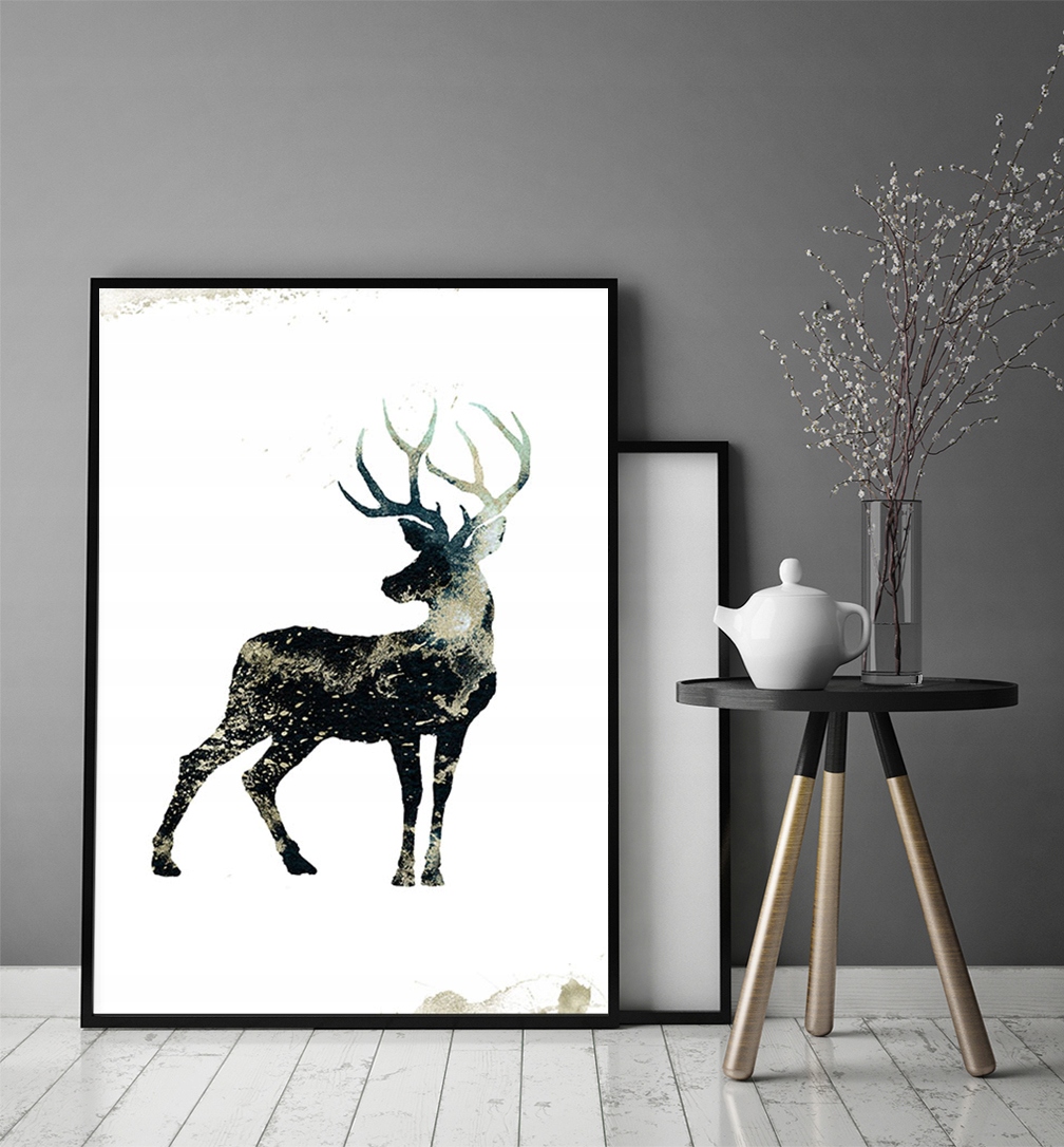 OBRAZ PLAKAT W RAMIE 53x73 cm Jeleń P1440 Tematyka zwierzęta