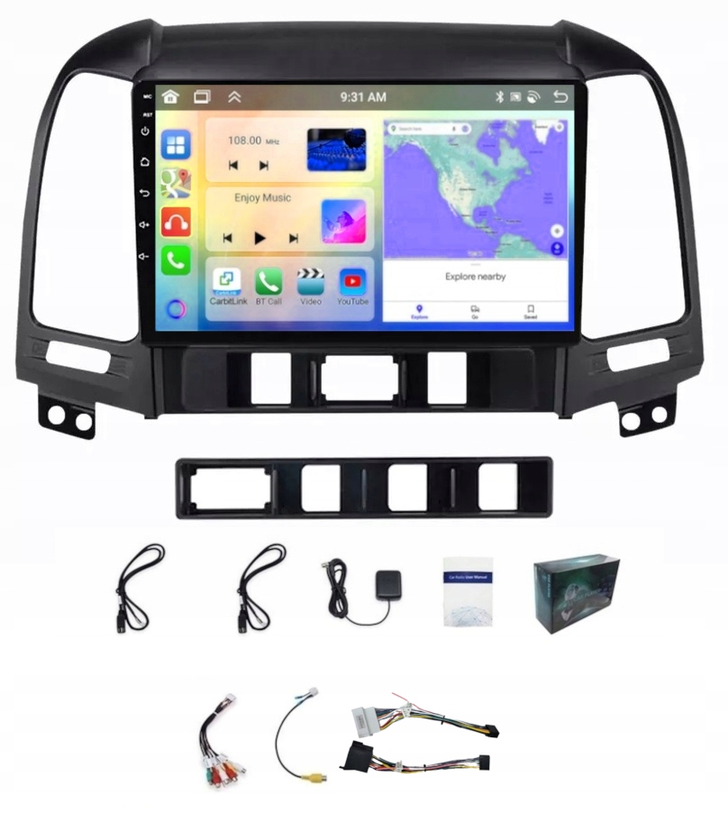 Android Rádio Navigace Hyundai Santa Fe 2006-2012 Carplay 6GB Ram 128GB Paměť