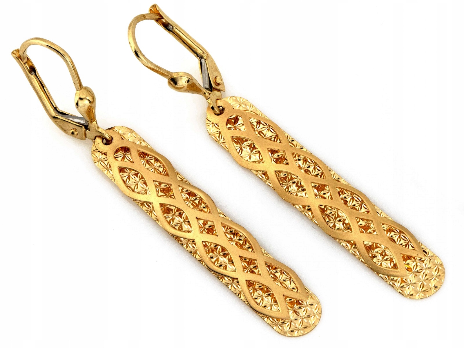 Náušnice zlaté 585 14k dlouhé pevné 3.02g 50mm anglické jako dárek